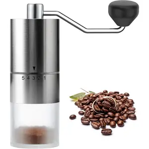 Portable Manual Coffee Grinder - Ceramic Conical Burr with 5 Adjustable Settings for Grinding, Perfect for Espresso Enthusiasts at Home, Office, or Camping