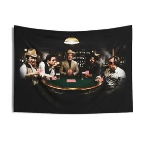 Country Legends Poker Game Tapestry - Western Wall Art for Man Cave Living Room Decor