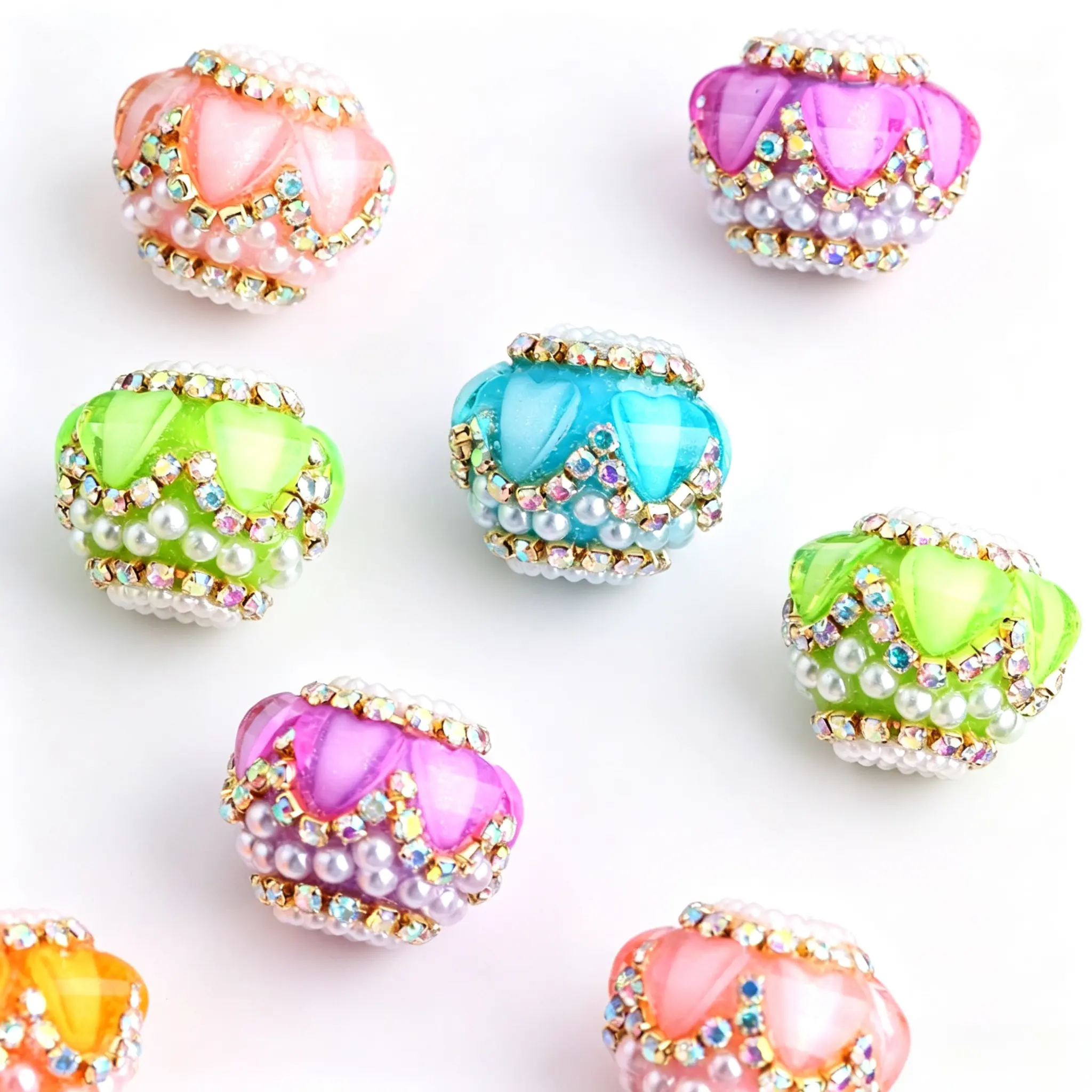 6pcs heart-shaped acrylic fancy bead,perfect for DIY jewelry and accessory making, such as beaded pens, phone charms, keychains, and bag charm, Charms Making, Beads Making