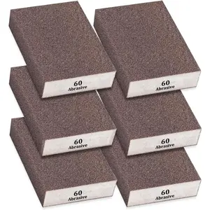 6 count Sanding Blocks 60 Grits Sanding Sponge,for Drywall  Metal Washable &  Sandpaper BlocksWashable and