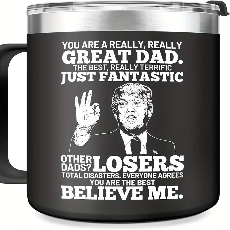 14oz Ceramic Coffee Mug with Letter Design, Reusable Washable Drinkware, Personalizable Father's Day Print Mug for Dad as Birthday Gift, Personalizable Mugs