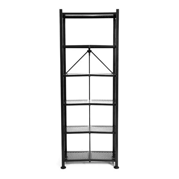 Origami 6Tier Book Shelf, Tall and Slim with Decorative Sides, No Assembly Required