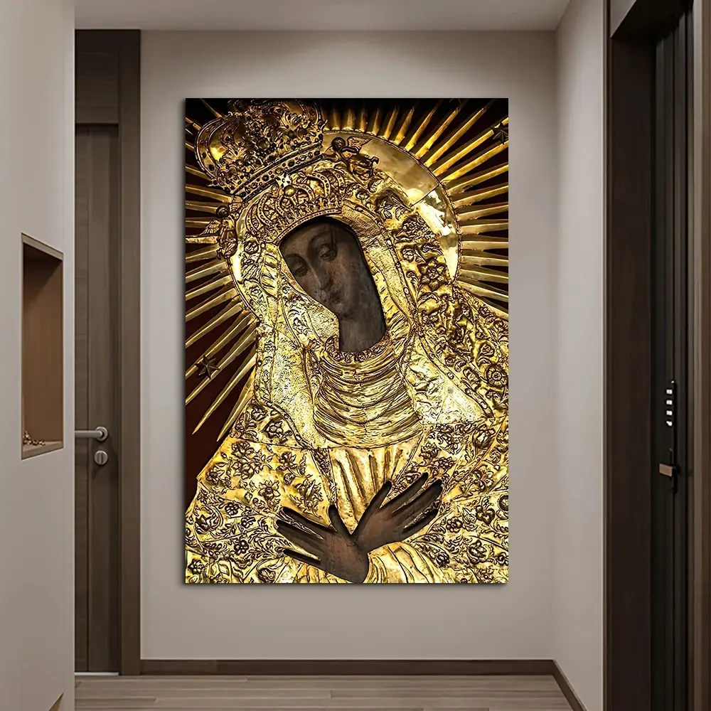 1pc Frameless Classic Abstract Wall Art Black Virgin Mary Polish Madonna HD Canvas Print Poster Home Living Room Entrance Decoration