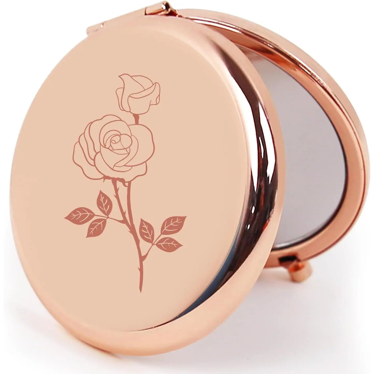 Double-Sided Engraved Compact Round Mirror, 2.6 in Pocket Mirror, Gift-Ready for Bridesmaids & Mothers (RG01)