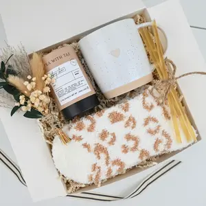 Exclusive With Love Get Well Soon Gift Box For Women Personalized Gifts For Her Birthday Gifts For Best Friend Includes 400ml Ceramic Tea Cup Notebook Golden Pen Candied Almonds Tea Honey Straws Dried Flowers & Designer Postcard