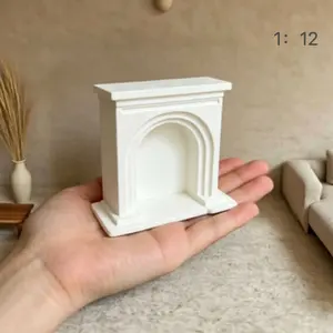 3D Printed Mini Fireplace Model, White Plastic Dollhouse Fireplace, Instant Display Desktop Decoration, Suitable for 3D Models, Role-Playing Scenes, Dollhouse Additions, Miniature Furniture - a Unique Gift for Adult Collectors, Mini Enthusiasts