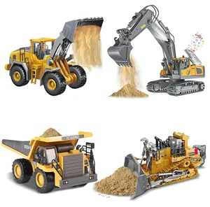 (He will love it!)Akeleo Remote Control Engineering Vehicle 2.4G High-Tech 11 Channels, Remote Control Excavator, Dump Truck, Aluminium Alloy ABS Engineering Vehicle Electronic Toy,Realistic Lights and Sounds,Gifts