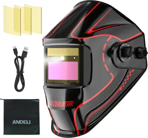 ANDELI Newest Auto Darkening Welding Helmet with Light-FULL DIGITAL FILTER,Rechargeable Battery True Color Welding Hood, Wide Shade 3/5-9/9-13 for Weld CUT GRIND LOCK