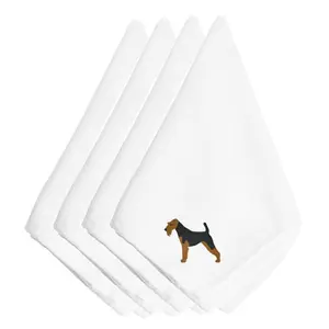 Carolines Treasures  Welsh Terrier Embroidered Napkins, Set of 4