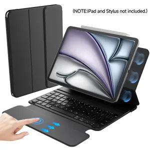 [iPad Not Included] HOU Keyboard Case for iPad Air 11" M2/M3, 5th/4th Gen & Pro 11" (2018–2022, 1st–4th), Ultra Slim Smart Folio with Full-Surface Touchpad, Stylus Holder, and Lens Protection – Ideal for Work & Travel cover