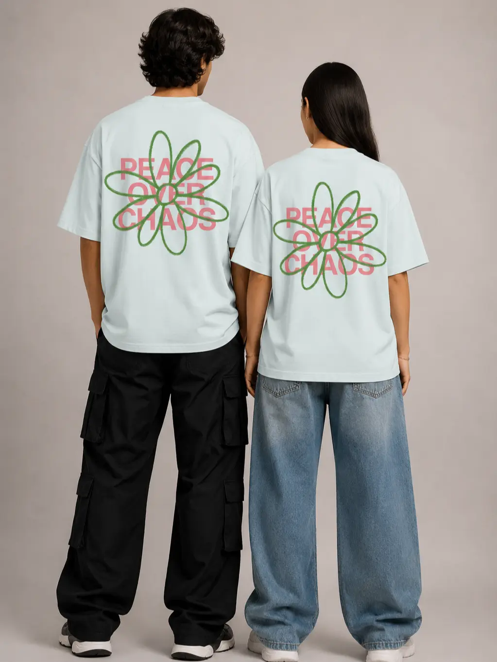 gac nation Unisex Heavyweight Graphic Streetwear Peace Tee - Light Green