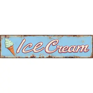 Vintage Ice Cream Metal Tin Sign - Retro Wall Decor for Kitchen, Diner, Home Bar - Novelty Gift, 4x16 Inch