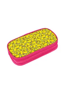 Multifunctional double-layer pencil case with little yellow duck pattern printing