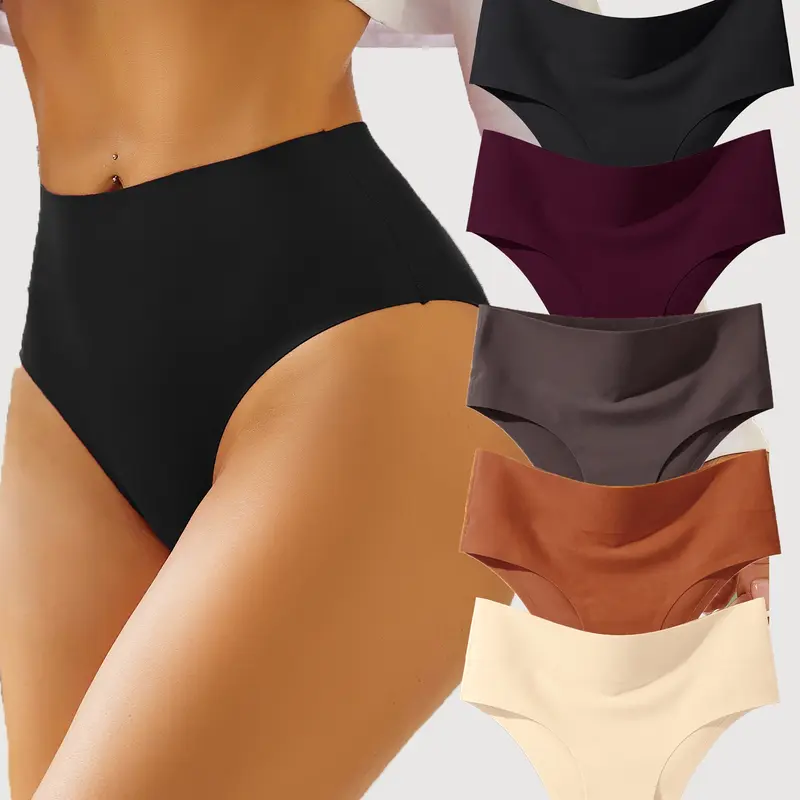5-Pack High-Waisted Shapewear Women's Triangle Panties, Seamless Smooth Daily Belly Control Underwear, Comfortable and Stylish