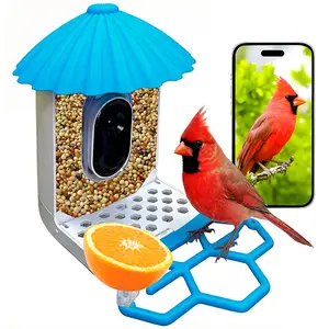 Bird Feeder with Camera, Works with Alexa, 5MP Crystal Clear Photos, AI Bird Species Identification Solar Powered 2K HD Video Outside Smart Bird House with Camera, Best Gift for BirdLovers