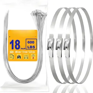 Wide Metal Zip Ties Heavy Duty Outdoor, 80 count 600 Lbs 18 Inch Stainless Steel Zip Ties, Self-Locking Metal  Ties, Strength, Ideal for Exhaust Wrap, Cables, Farms, Pipes, Roofs, and Fence