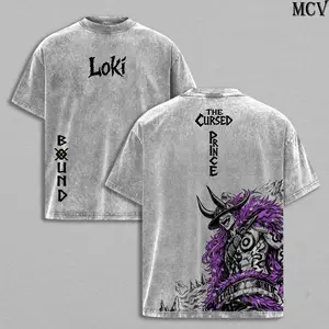 Loki Washed Tee – One Piecee Anime Elbaf Giant Prince Manga Graphic Double Printed T-Shirt, Menswear Heavy Cotton Unisex Oversize Streetwear Vintage Anime Tee, Oversize Shirt, Vintage Outfit, Gift for fan 3LL