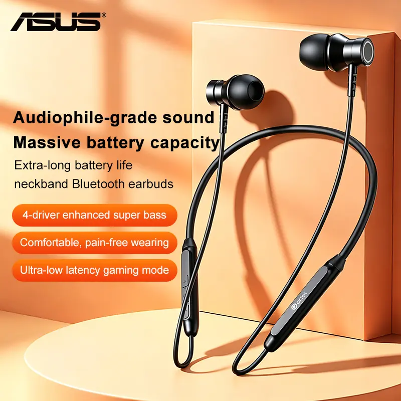 ASUS L01 Neckband Wireless Earbuds,24.76g Ultra-Light,Bluetooth 5.4,Sports Earbuds With Mic Audio Headphone
