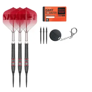 Target Darts Nathan Aspinall Steel Tip 95K Dart Set, 22G/24G/26G | 95% Tungsten Darts, K-Flex No.2 Flights & Shafts, Swiss Storm Black & SP Tool Included | Player Edition Professional Dart Sets