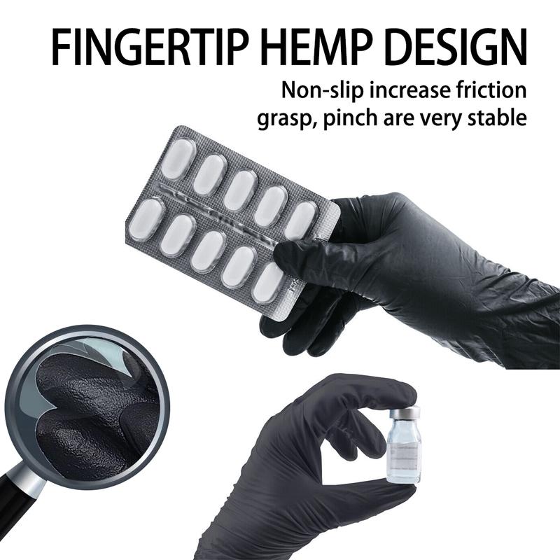 GP Craft  Black Nitrile durable disposable  gloves, 5.5mil, powder free and latex-free, elastic, wear resistant, clean and waterproof Hand Thick Cleaning