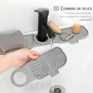 Kitchen Sink Faucet Mat, Faucet Sink Splash Guard, Silicone Faucet Draining Mat, Bathroom & Laundry Room Accessory