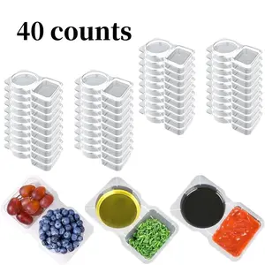 40-compartment Condiment Container, 40pcs Reusable Snack Container with Lid, Double Compartment Snack Container for Snacks Dips Takeout Travel, Kitchen