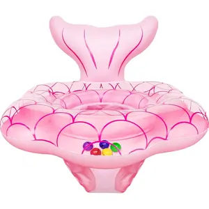 25.6" Extra-Wide Baby Pool Float for 6-36 Months, Anti-Flip Safety Mermaid Toddler Swimming Float, Inflatable Swim Trainer, Infant Swim Floats, Toddler Floaties, Kids Beach Toys Summer Essentials