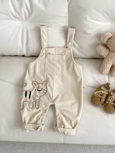 Spring Summer Baby Onesie Set, Unisex Toddler Casual, Corduroy Embroidered Suspender Long Romper, Toddler Outfit, Boys Girls Infant Clothing