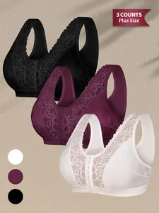 Women's Lace Bra Set, Lingerie, Breathable Backless Design, Medium Support, Regular Length, All Season Wear, Comfortable Everyday Bras