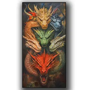 Large Size Vibrant Dragon Diamond Art Painting Kit, Full Round DIY Mosaic Wall Art for Home Decoration, Unique Gift Idea