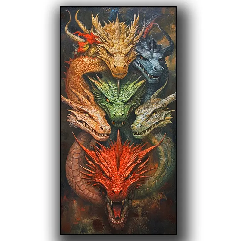 Large Size Vibrant Dragon Diamond Art Painting Kit, Full Round DIY Mosaic Wall Art for Home Decoration, Unique Gift Idea
