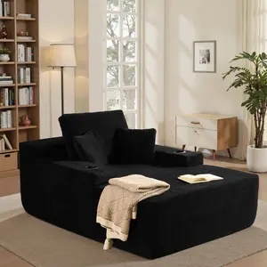 WEAXTY Boneless Chaise Lounge with Cup Holder, Sofa Bed , Sleeper Sofa Couch, Cozy Couch For Living Room, Bedroom Modern Furniture