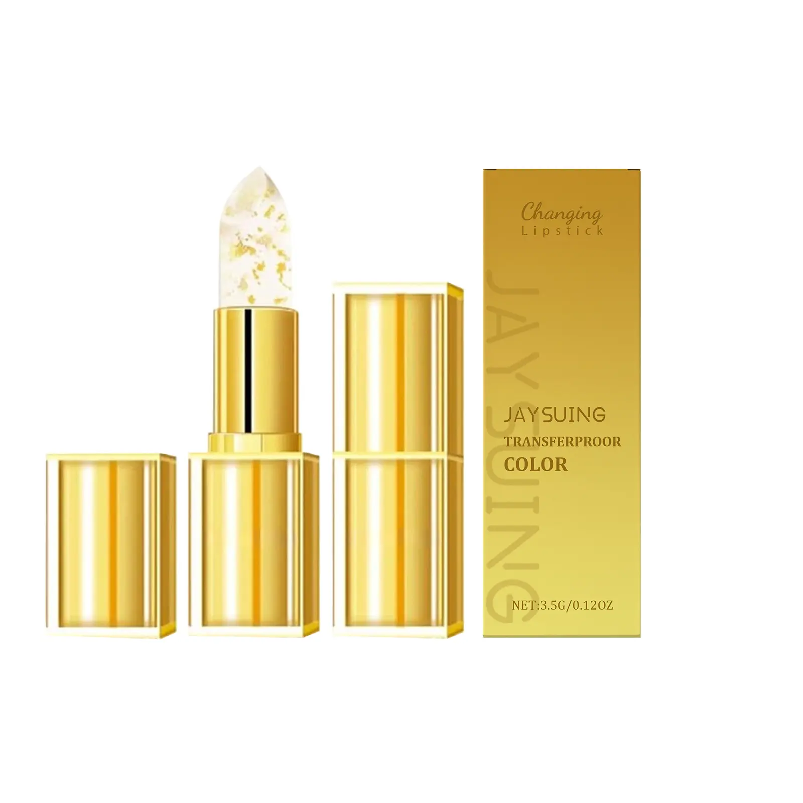 Color Changing Lip Balm with Gold Foil, Hydrating Lip Care to Brighten and Reduce Lines, Glossy Finish Cosmetic, Moisturizer, Lip Gloss