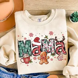 Christmas Mama Gingerbread Sweatshirt, Mama Christmas Shirt, Merry Mama T-Shirt, Mom Christmas Tee, Matching Family Xmas Shirt, Gift For Mom AA