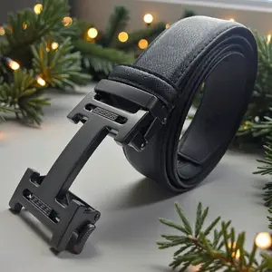 Men's Black Belt with Adjustable Buckle for Comfortable Fit and Stylish Look