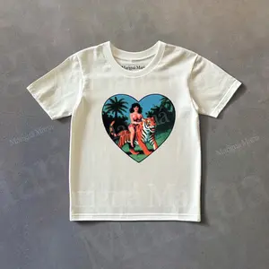 Vintage Tiger Girl Graphic Baby Tee, Retro Girl Riding Tiger Tshirt, 90s Style Baby Tee, Animal Kids Baby Tee