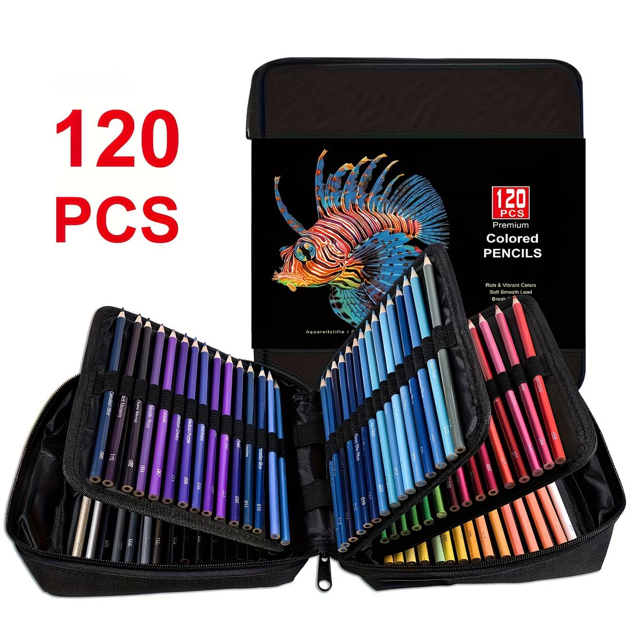 120pcs Professional Colored Pencil Shockproof Kit with Detachable Shoulder Strap,Extra-Large Capacity Portable Canvas Pencil Case Set,For Professional artistic use,Artists Drawing Coloring Sketching