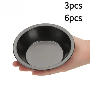 5 Inch 3pcs/6pcs Burger Bread Cake Baking Tray, Small Round Cake Oven Mold, Mini Pie Dish, Food Grade Carbon Steel Non-Stick, High Temperature Resistant