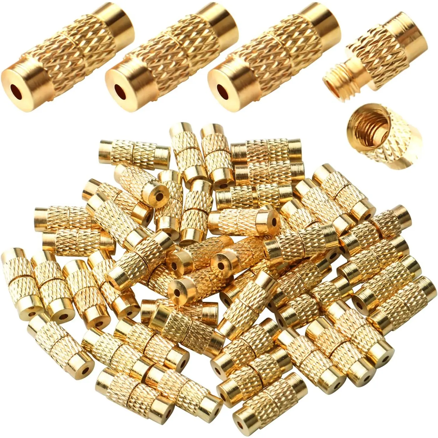 50pcs Gold Screw Twist Clasps Brass Barrel Tube Fastener Cord End Caps 11x4mm Jewelry Screw Clasps for DIY Necklace Bracelets Jewelry Making