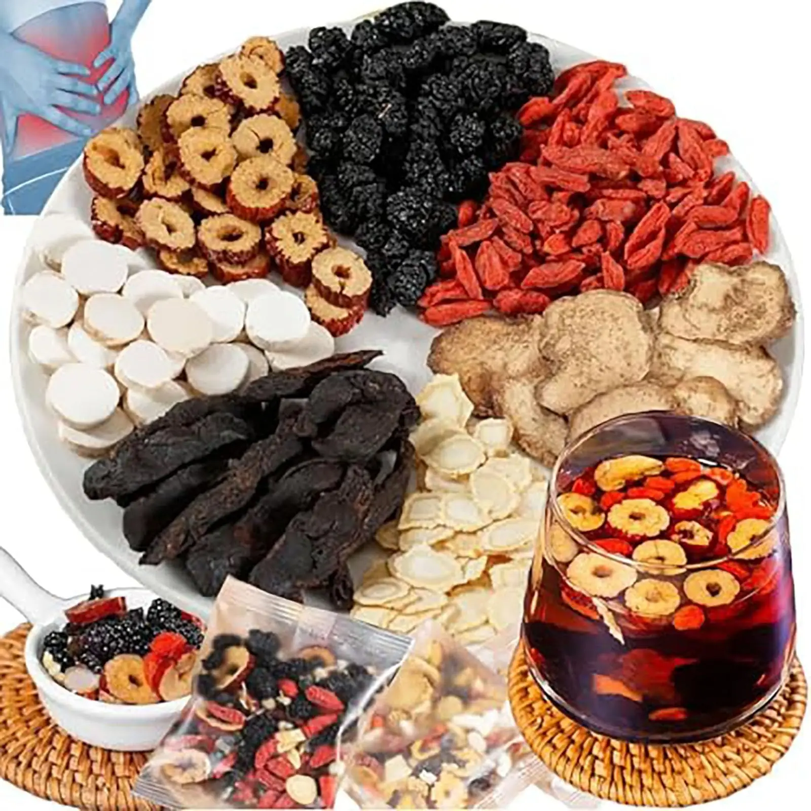 Kidney Tea Formula Ginseng Five Treasure Tea Combination Scented Tea Eight Treasure Tea Red Date Wolfberry Tea Men's Tea Health Tea Mulberry Herbal Fo