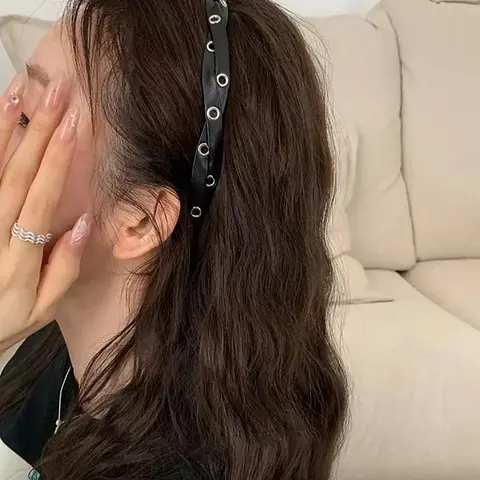 Sweet Cool Style Pu Leather Rivet Cross Braid Design Hair Hoop, Braided Headband, Hair Accessory Headband, Trendy Versatile Fashion Hair Accessories for Women & Girls