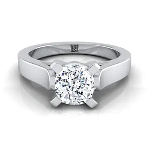 Cathedral Squared Edge Solitaire Cushion Engagement Ring Setting in Platinum