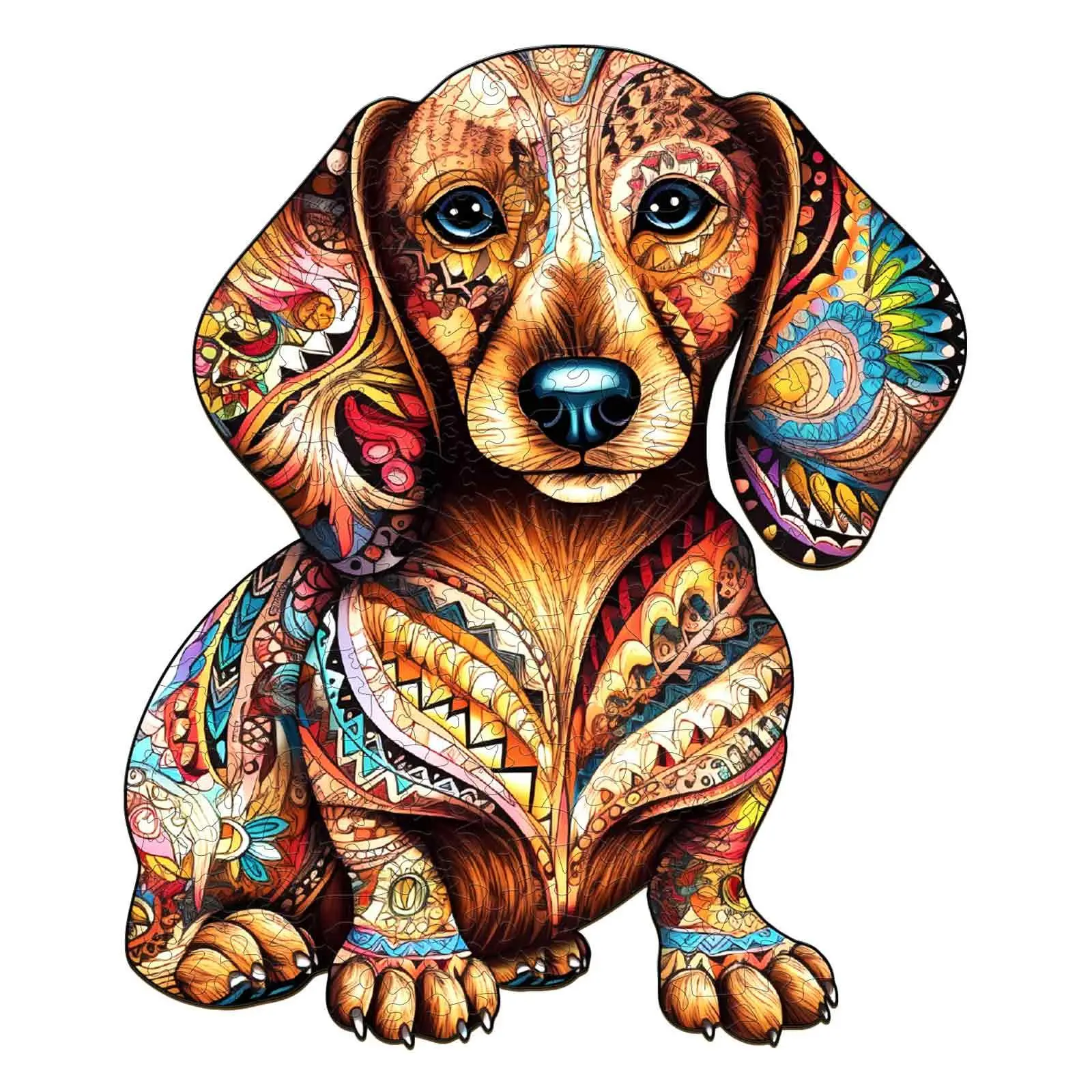 Dachshund 3 Wooden Jigsaw Puzzle for Adults and Kids Unique Shape Animal Wood Puzzles Challenging Puzzle, Family Game Creative Gifts，Laser-Cut Durable HDF Wood Puzzle Dog Duck