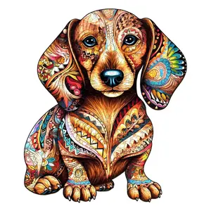 Dachshund 3 Wooden Jigsaw Puzzle for Adults and Kids Unique Shape Animal Wood Puzzles Challenging Puzzle, Family Game Creative Gifts，Laser-Cut Durable HDF Wood Puzzle