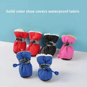 4-piece Dog Shoes Breathable Waterproof Teddy Soft Sole Pomeranian Bichon Pet Shoes Covers Cat Paw Covers Autumn Winter Style