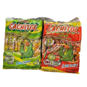 Cachitos - Puffed wheat snacks with chile and lime flavors ( 1 bag with 27 pieces)