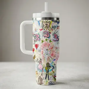 333 Bladee Album music Tumbler 40oz, 20 oz with handle, Cold-Hot,  Water Bottles, Washable, Portable