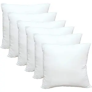 Luxury Throw Pillow Inserts, Pack of 6, 18 x 18 inches Hypoallergenic Ultra Soft White Polyester Microfiber Durable Couch Cushion Fillers