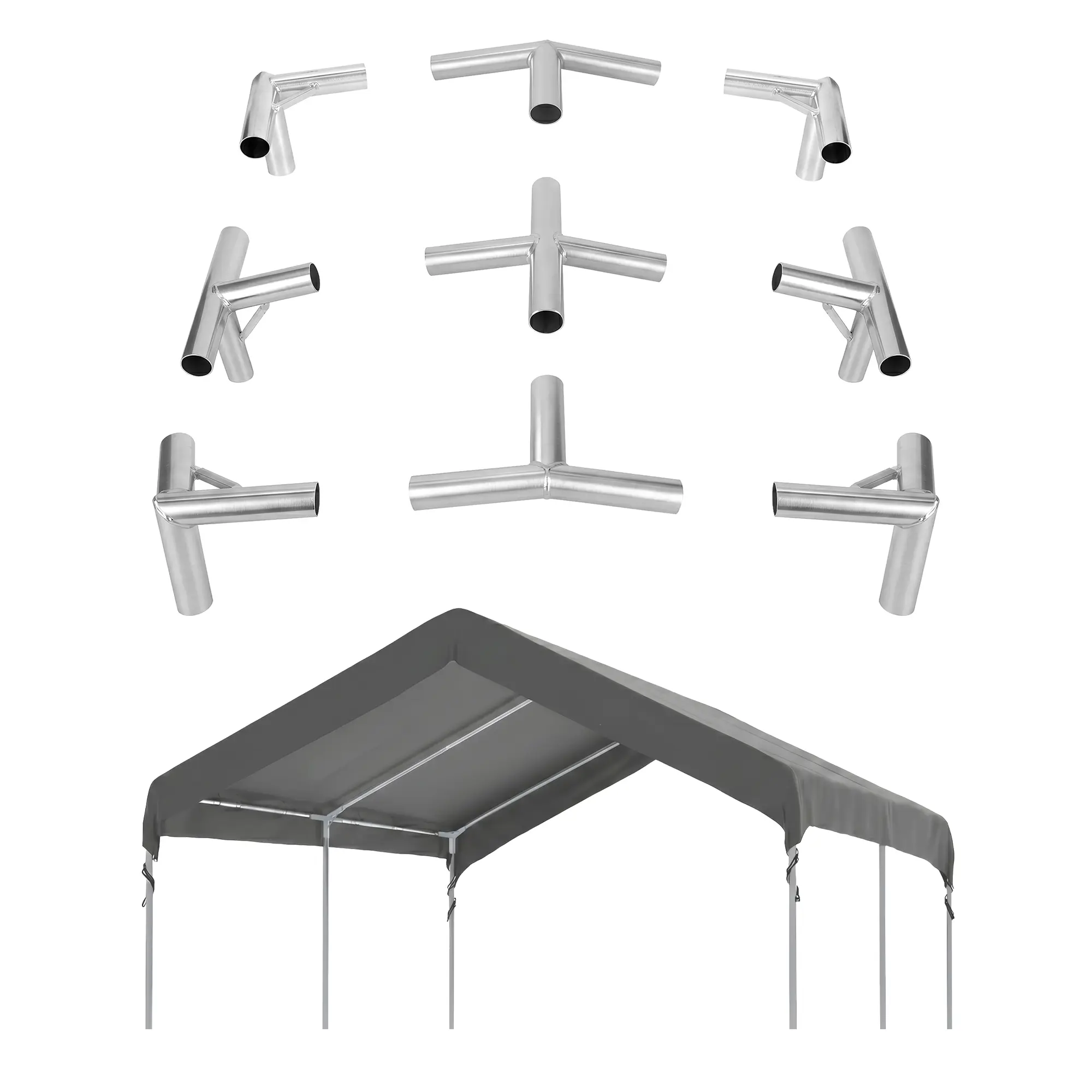 Canopy Connector Kit 9/12-Piece – Galvanized Steel Canopy Fittings Kit for 1-3/8" Pipes, DIY Carport, Greenhouse, Shade Shed, Canopy Frame Only