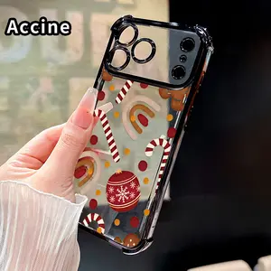 Compatible with iPhone 17 Pro Max 16 15 Plus Air 14 13 12 11 E Phone Case Gingerbread Men Pattern Clear Protective Four Corners Air Cushion Anti-drop Shockproof Cellphone Casing